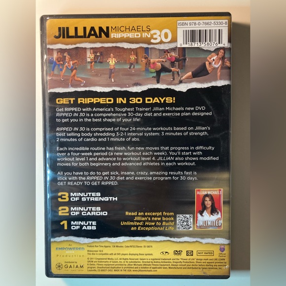 Jillian Ripped In 30 Workout Dvd - Picture 2 of 4